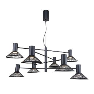 Подвесная люстра 90*57-147 см, 8*LED, 6W, 3000K, F-Promo Metrics 4623-8P, черный матовый