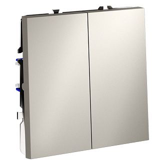 Выключатель с самовозвратом встраиваемый Voltum S70 двухклавишный 10А, кашемир пластик Soft touch VLS020603