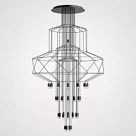 Подвесной светильник Via Wireflow Chandelier polyhedral 0374 Suspension lamp 150*150*800 см, 43*G9*20W, ImperiumLoft Via01, Чёрный