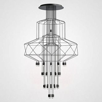 Подвесной светильник Via Wireflow Chandelier polyhedral 0374 Suspension lamp 150*150*800 см, 43*G9*20W, ImperiumLoft Via01, Чёрный