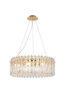 Люстра Ø600 x H220 (1200), мм, 9*40W (360W), GOLD+CLEAR (Золото + Прозрачный Хрусталь) NewRgy 5075-9GD GOLD+CLEAR