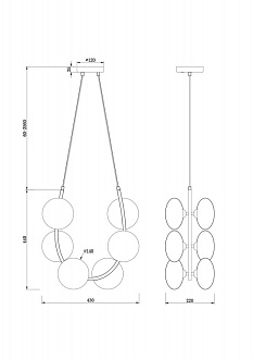 Люстра 43*300 см, G9, 10 м2 Freya Perlina FR4005PL-06B2 черная