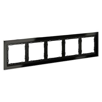 Рамка стеклянная Voltum S70 на 5 постов, черный,стекло Стекло/пластик  VLS110508