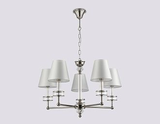 Подвесная люстра с абажурами и хрусталем **44-113 см, 5*E14*40W, K, Ambrella Light High Light LH71001, никель