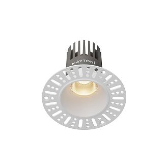 Встраиваемый светильник 9*8 см, вр 6 см, *LED*9W, 3000K, Maytoni Dip DL124-10W-3K-TRS-W, Белый