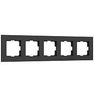W0052908 Рамка на 5 постов Slab, черный софт Werkel, 4690389207907