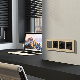 W0043511 Рамка на 4 поста  AluMax, шампань Werkel, 4690389204128