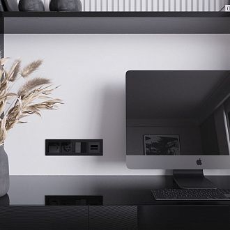 W1191148 Накладка для двойной розетки Еthernet RJ-45, черный акрил Werkel, 4690389197802