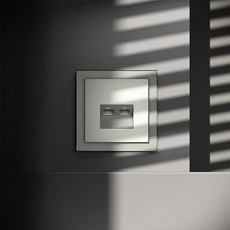 Розетка компьютерная встраиваемая Voltum S70 двойная RJ45+RJ45 кат.6, сталь пластик Soft touch VLS060205