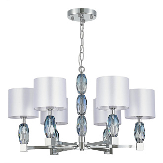 Люстра подвесная 72*54/150 см, 6*E14 ST LUCE Lingotti SL1759.103.06 хром, голубой