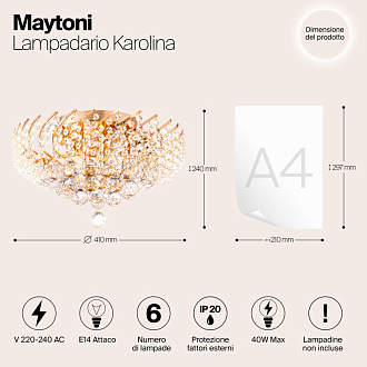 Люстра хрустальная диаметр 410 мм Maytoni DIA120-06-G золото