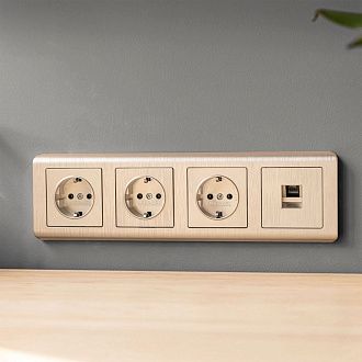 Розетка с заземлением (шампань рифленый) W1171010 Werkel 4690389160325