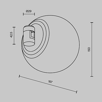 Трековый светильник 16,7*15*-15 см, *LED*8W, 4000K, Maytoni Technical Luna TR229-1-8W4K-B, Черный