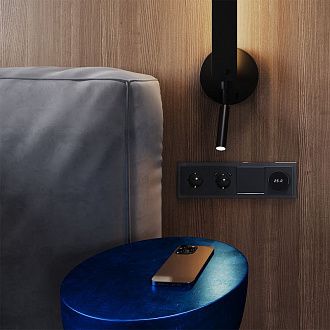 Рамка стеклянная Voltum S70 на 4 поста, графит, стекло Стекло/пластик  VLS110407