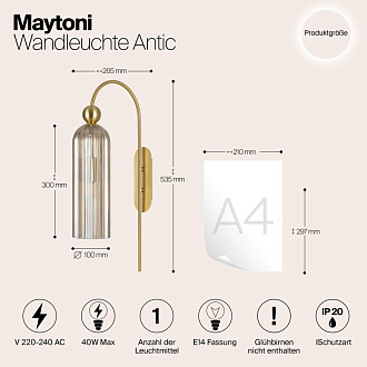 Светильник 54 см, Maytoni Antic MOD302WL-01CG, золото