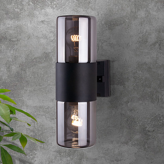 Уличный настенный светильник Roil чёрный/дымчатый плафон IP54 35125/D Elektrostandard