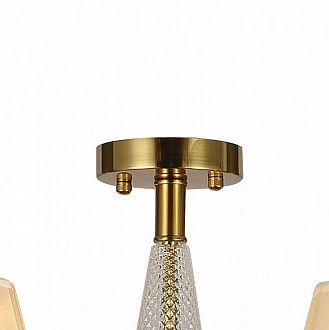 Люстра F-Promo Fete 2846-7P, D835*H475, каркас медного цвета, янтарные плафоны с золотой тесьмой, узорный стеклянный декор центрального штока