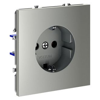 Розетка встраиваемая Voltum S70 с заземлением 16А, сталь пластик Soft touch VLS040105