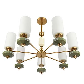 Люстра потолочная LUMION 8427/7C MODERNI, латунь/белый/зеленый, металл/керамика/стекло  E27 7*60W 220V MILA