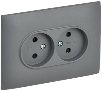 SKANDY Розетка 2-я без з/к с з/ш 10А сб. SK-R09Gr сер. IEK, SK-R23-10-K03-F