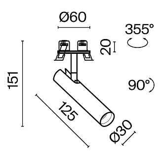 Встраиваемый светильник 3*3*15,1 см, LED, 6W, 3000К, Maytoni Technical Focus T C141RS-L125-6W3K-W белый, вр 5,5 см
