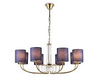 Подвесная люстра с абажурами и хрусталем **84- см, 8*E14*40W, K, Ambrella Light High Light LH71273, латунь
