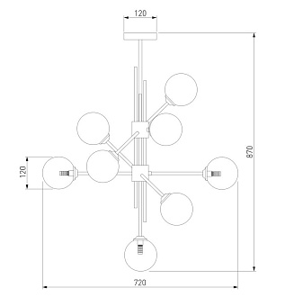 Потолочный светильник 72*87 см, 8*G9 Eurosvet Volver 50383 черный a066795