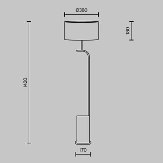 Торшер 17*8,6*-142 см, 3*E14*40W Maytoni Glamping MOD437FL-03B, Черный