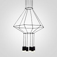 Подвесной светильник Via Wireflow polyhedral 0307 Pendan Light 55*55*500 см, 6*G9*20W, ImperiumLoft Via01, Чёрный