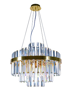 Люстра Ø500 x H350 (700), мм, 8*40W (320W), GOLD H+CLEAR (Золото + Прозрачный Хрусталь) NewRgy 5740E/8A GOLD H+CLEAR