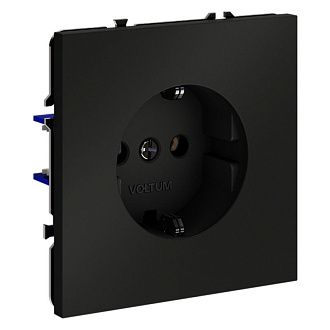 Розетка встраиваемая Voltum S70 с заземлением 16А, черный матовый пластик Soft touch VLS040108