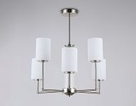 Люстра со стеклянными плафонами на штанге **60- см, 6*E27*60W, K, Ambrella Light High Light LH56211, никель