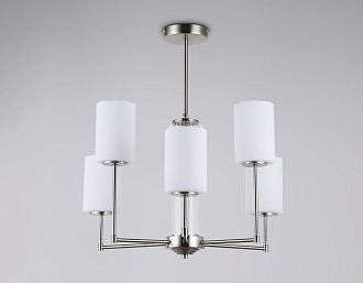Люстра со стеклянными плафонами на штанге **60- см, 6*E27*60W, K, Ambrella Light High Light LH56211, никель