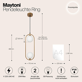 Светильник 12 см, Maytoni Ring MOD013PL-02BS1, латунь