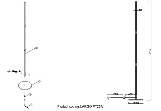 Торшер 2 см, 3*8W, 3000K, Crystal Lux LARGO PT25W GOLD Золото