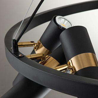 Подвесная люстра Favourite Light point 2997-9P, D850*H290/1220, каркас светильника сочетает два цвета - золотая гальваника и черный, поворотный плафон, лампу GU10 можно менять
