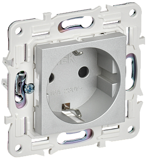 SKANDY Розетка с з/к/ш 16А б/к SK-R06S сереб. IEK, SK-R14-16-1-K23