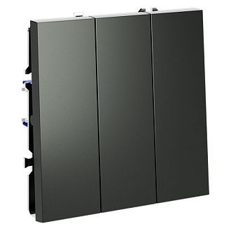 Выключатель встраиваемый Voltum S70 трехклавишный 10А, титан пластик Soft touch VLS030106