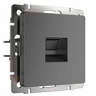 W1181004 Розетка Ethernet RJ-45, графит рифленый Werkel, 4690389158674