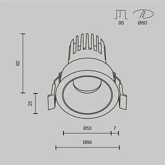 Встраиваемый светильник 7 см, 10W, 3000K, Maytoni Technical Dip DL115-10W-3K-W, белый