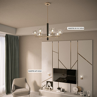 Люстра 79 см Crystal Lux MAESTRO SP-PL7 GOLD Золото/черный