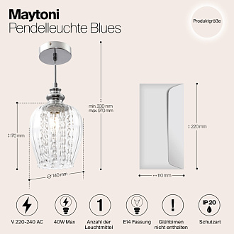 Подвес хрустальный диаметр 14 см Maytoni Fusion MOD044-PL-01-N прозрачный
