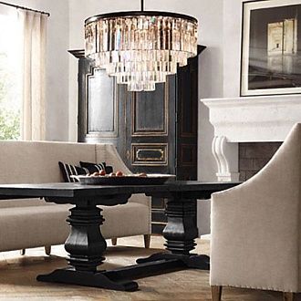 Подвесная люстра RH 1920s Odeon Clear Glass Fringe Chandelier D110 110*11*90 см, 33*E14*40W, ImperiumLoft 40.292, Чёрный