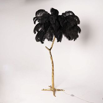 Торшер страусиные перья Feather Lamp A MODERN GRAND TOUR черный 180*40*40 см, 5*E14*40W, ImperiumLoft 41.108-0, Латунь