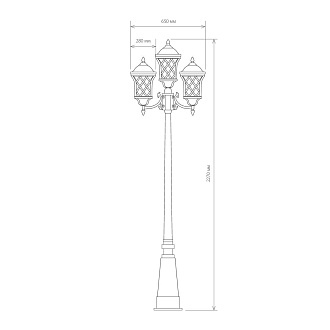 Cassiopeya F/3 черное золото уличный трехрожковый светильник на столбе IP44 Cassiopeya F/3 черное золото Elektrostandard