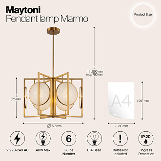 Светильник 52 см, Maytoni Marmo MOD099PL-06G, золото