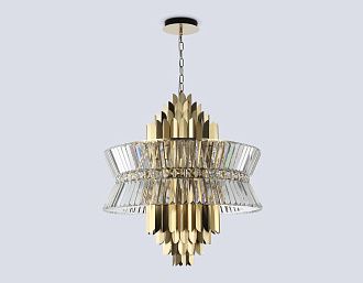 Подвесная люстра с хрусталем **75-120 см, 18*E14*40W, K, Ambrella Light High Light LH41023, латунь