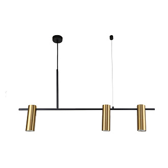 Люстра F-Promo Shanku 3091-3P, L990*W80*H560/1000, каркас черного матового цвета, плафоны цвета латуни, лампу GU10 можно менять