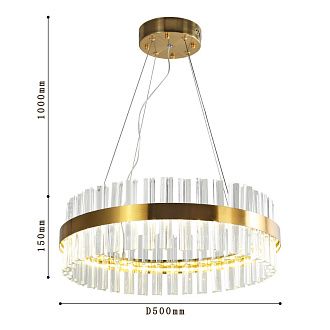 Подвесная люстра Favourite Placerat 4012-5P, D500*H150/1150, золота, плафон состоит из объемных стеклянных элементов необычной формы