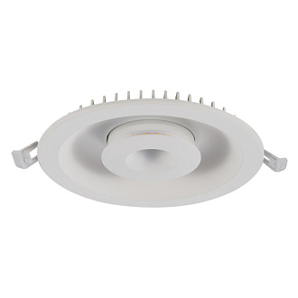 Светильник, 18 см, 7W, 3000K, белый, теплый свет, Arte Lamp A7207PL-2WH, встраиваемый LED, вр 15,5 см